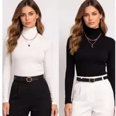 Blusa cacharrel manga longa Feminina Gola Alta Manga Comprida Segunda Pele