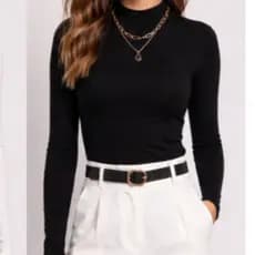 Kit 2 Blusa de frio feminina manga longa toque algodão segunda pele gola redonda ribana