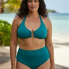 Biquini Plus Size Forrado Com Alça Reforçada e Calcinha Cintura Alta detalhe em metal