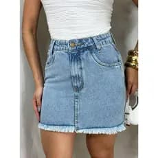 ZHAN JEANS Saia Jeans Desfiada Feminina
