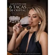 Conjunto 6 Taças Cristal 350ml Luxo Texturizada Taça Vinho Água Mesa Posta Elegante Decoração Casa