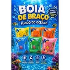 Boia de Braço Infantil Fundo do Oceano Colorida Inflável Segura para Crianças Piscina  Praia Natação