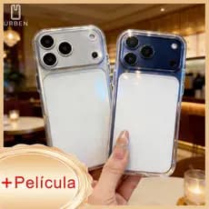 Capa Rígida Cristal Ultra Transparente Não Amarela para iPhone 17 Pro Max Fundo Aberto Luxo