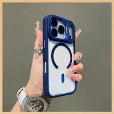 Capa Transparente MagSafe TPU+PC Rígido Anti Choque Com Suporte de Câmera + Película de Lente iPhone 17 Promax