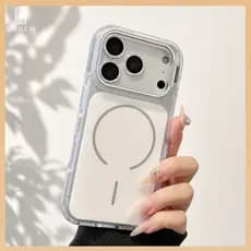 Capa Rígida Acrílico Fosco Anti-Impressão com Suporte de Lente + Película TPU Antiderrapante para iPhone 17 Pro Max Air