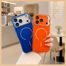 Capa Rígida Acrílico Fosco Anti-Impressão Galvanizada com Suporte de Lente + Película TPU para iPhone 15 16 17 Pro Max
