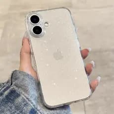 Capa TPU Glitter Brilho Clean Flexível Delicada para iPhone 11 12 13 14 15 16 17 Pro Max