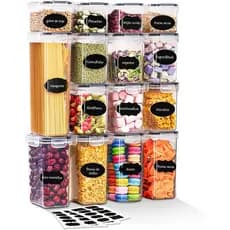Kit 15 Potes Herméticos Mantimentos Quadrado Cozinha Tampa Trava Recipientes De Organização Luvinco