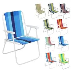 Cadeira De Praia Dobrável Aço Cores Sortidas Resistente Estrutura Reforçada Leve Praia Piscina Camping Lazer Luvinco