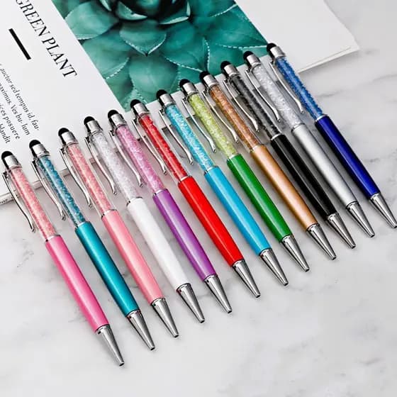 Kit 2/3/5 Und Caneta Diamante Stylus Touch Screen com Cristais – Corpo Metálico - 916