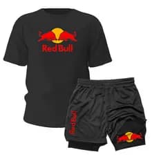 Kit Com Camiseta de Algodão e Short Dry Fit Duplo Red Bull Loja Sparta