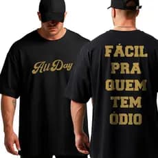 Camiseta Oversized de Treino Treino All Day Facil Pra Quem tem Odio Grandona Top Moda