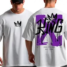 Camiseta Masculina Oversized King Musculação Lrga Algodão Streetwear Treino Academia