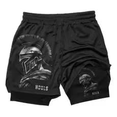 Short 2 Em 1 Dry Fit Compressão Duplo Bolso Secreto Bermuda Treino Corrida