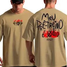 Camiseta Larga Oversized Academia Meu Pré Treino é o Ódio Musculação Frases