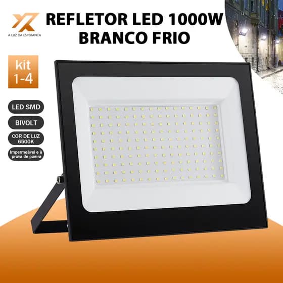 Refletor LED 1000W Holofote Super Potente à Prova d'Água Área Externa Luz Branco Bivolt