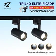 Kit Trilho Spot LED 1M Preto+2 Spots Eletrificado Led Cor Preto Branco bivolt 7W 10W 15W 20W 30W