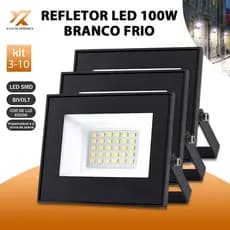 KIT 3 a 10 Refletor LED 100W Holofote Super Potente à Prova d'Água Área Externa Luz Branco Bivolt