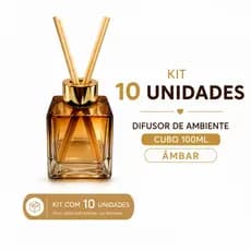 Kit 10 Frasco de Vidro Cubo AMBAR 100ML Tampa Luxo Para Aromatizador Difusor