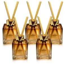 KIT 05 Frasco de Vidro Cubo AMBAR 100ML Tampa Luxo Para Aromatizador Difusor