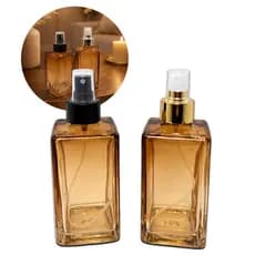 Kit 02 Spray Luxo Frasco de Vidro Square ÂMBAR Retangular