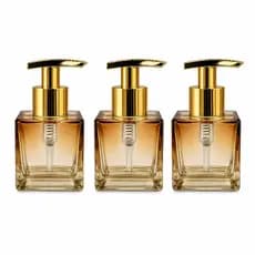 Kit 03 Frasco Vidro Porta Sabonete Cubo ÂMBAR 100ml com Válvula Prime Super Luxo