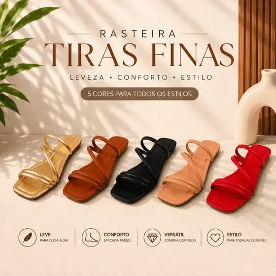 Rasteira Feminina Elegante Tiras