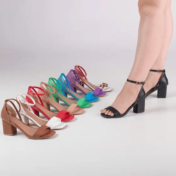 Sandália Feminina Salto Bloco Confortável Varias cores