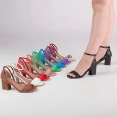 Sandália Feminina Salto Bloco Confortável Varias cores