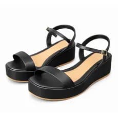 Sandália Feminina Anabela Plataforma Flatform Tiras Salto Médio Casual