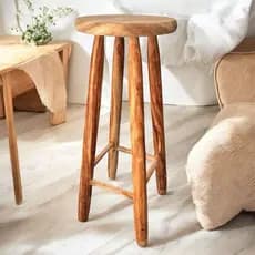 Banqueta de Madeira Maciça Alta Balcão 70 cm de Altura Casa e Decoração