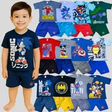 Kit Infantil Sortido 4 Peças De Roupas Menino Verão - 2 Camisetas + 2 Bermudas