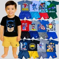 Kit Infantil Sortido 6 Peças De Roupas Menino- 3 Camisetas + 3 Bermudas