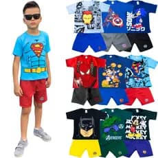 Kit 4 Conjunto Infantil Masculino - Sendo 4 Camisetas Infantil + 4 Bermudas Infantil