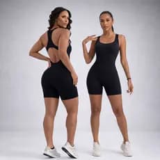 Macaquinho Fitness Canelado Macacão Academia Premium Sem Costura Zero Transparencia Moda Treino