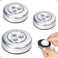 03 Lâmpada Luminária Toque 3 Led Armário Parede Teto Sem Fio Guarda Roupa Closet