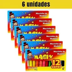 Massinha de Modelar 180g 12 Cores Magix - 6 Unidades Infantil Lembrancinha Festa - Não Toxica
