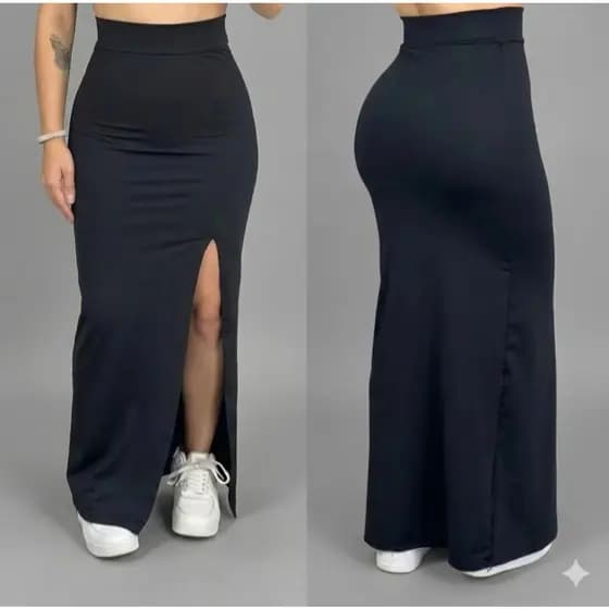 Saia Longa Feminina Elegante Suplex Poliamida Fenda Roupa Gringa Saias Tubinho Moda Feminina Premium