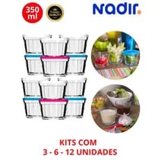 Conjunto Kit Tigelas Pequenas Pote Americano de Vidro 350ML Marinex