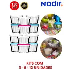 Conjunto Kit Tigelas Pequenas Pote Americano de Vidro 150ML Marinex