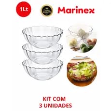 Tigelas Marinex Bella 1L Vidro Pequena