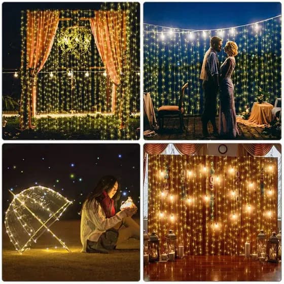Pisca Cortina Luzes Led  Iluminação Efeito Cascata Perfeita