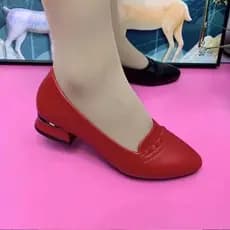 Primavera Novo Estilo Confortável Sola De Salto Alto Grosso Baixo Feminino Casual Couro Respirável Sapatos Mãe