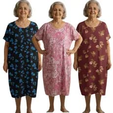 Kit 3x Vestidos Liganete Estampados Para Senhora Soltinho Confortável
