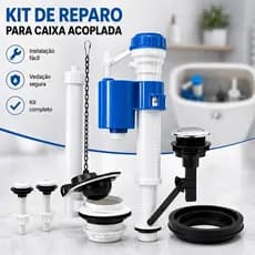 Kit Completo Mecanismo Universal Reparo Caixa Acoplada Descarga Acionamento Superior 1 Botão Banheiro