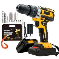 Parafusadeira e Furadeira de Impacto 48V Sem Fio - Kit com 2 Baterias e Maleta