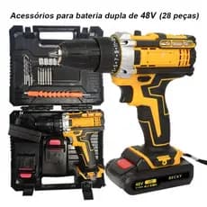 Parafusadeira Profissional 48V com 2 Baterias, Kit Completo + Estuche e Acessórios