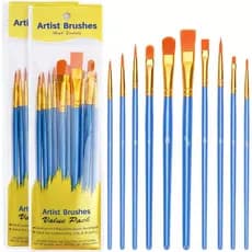Conjunto contém 10 pincéis artísticos de lã macia - aquarela, guache, pintura a óleo, acrílico