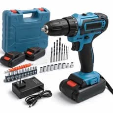 Cordless Impact Drill Screwdriver Two Rechargeable Batteries 28 Accessories in Tool Case 48V/21V/12V