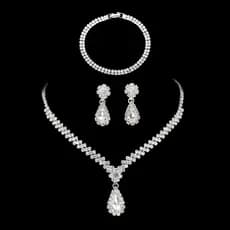 Conjunto De Brincos De Colar De Coroa De Cristal De Noiva Feminino Presente De Festa De Casamento